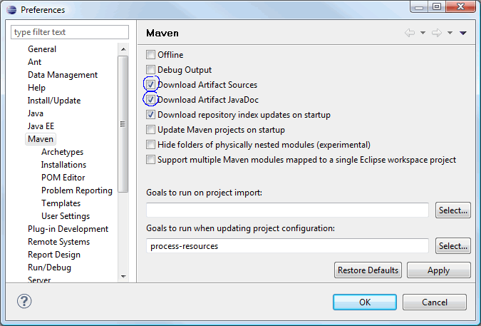 Configure the Maven Eclipse plugin.